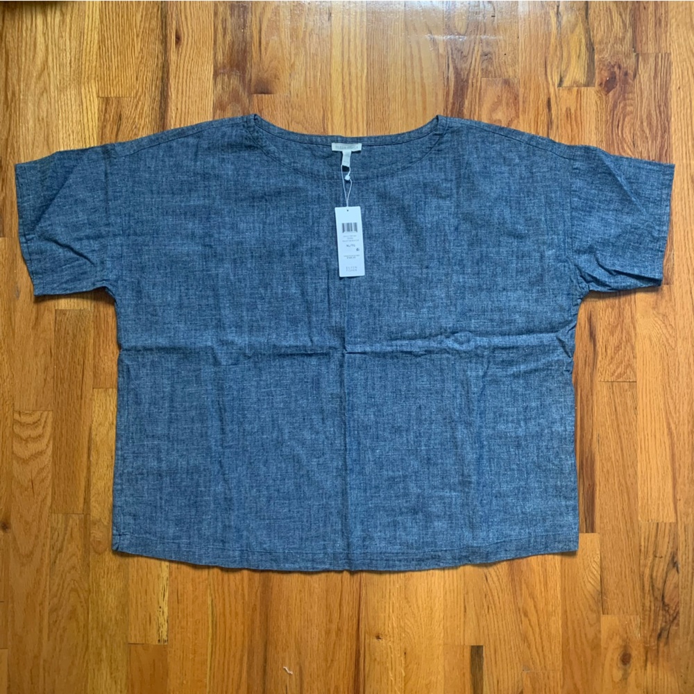 Eileen Fisher denim ballet box top shirt size XL